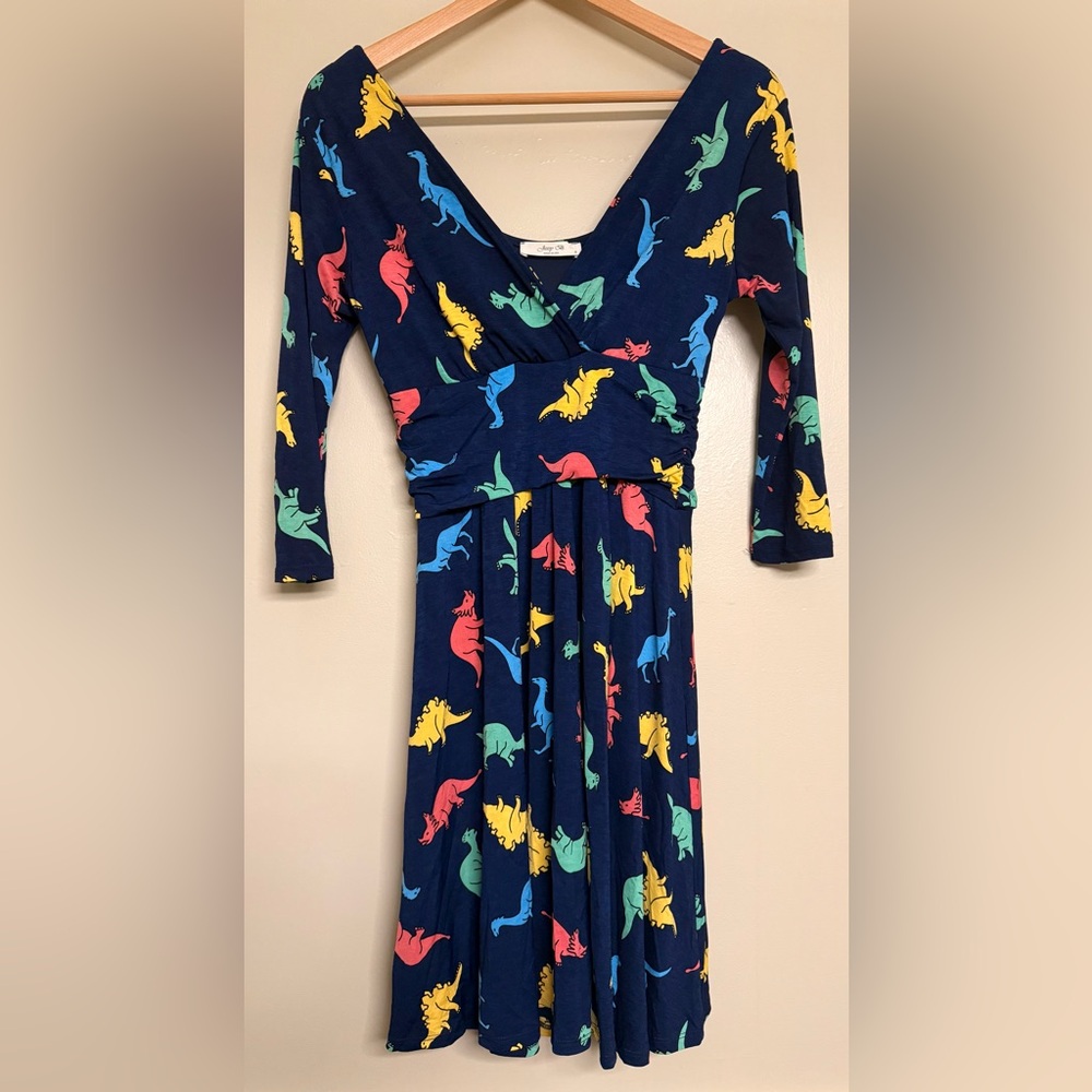 Jessy B‎ Dinosaur Dress ModCloth Colorful size Small - Picture 5 of 10